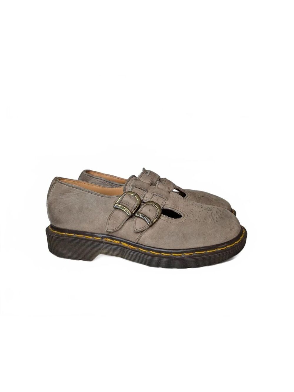 VTG Dr. Martens Made in England 8065 Mary Janes Taupe Suede Size 7 US
